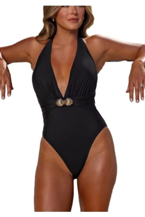 One-Piece Halterneck Straps Swimsuit